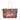 Red rug-print Habibi weekender bag with cream rope handles, back view