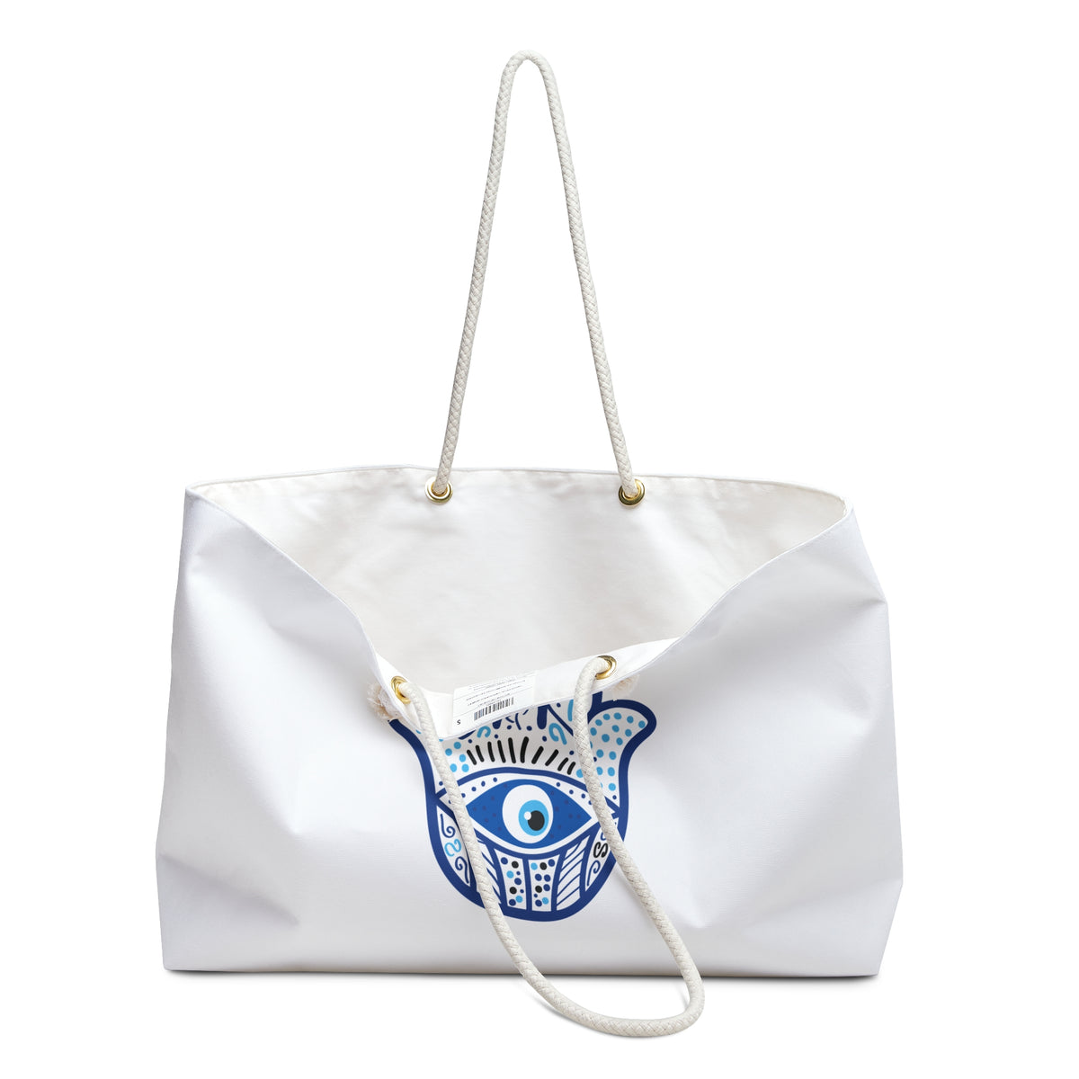 Hamsa oversized tote handle detail