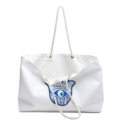 Hamsa oversized tote handle detail