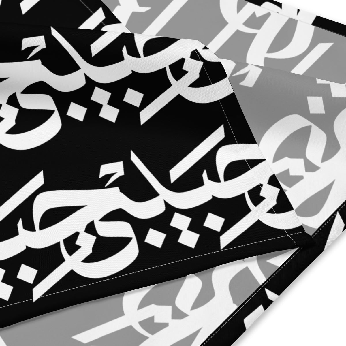 Black-and-white Habibi Arabic calligraphy bandana, print detail