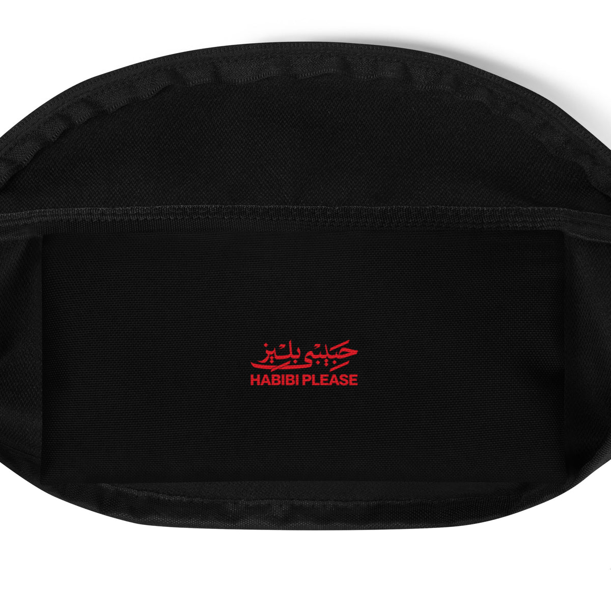 Habibi All-Over Fanny Pack, zipper pocket detail