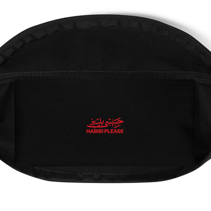 Habibi All-Over Fanny Pack, zipper pocket detail