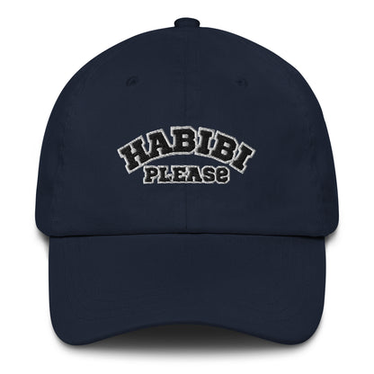 Habibi Please Varsity Dad Cap, navy front