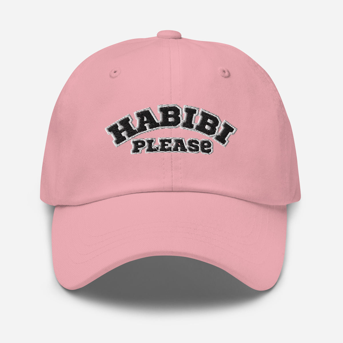 Habibi Please Varsity Dad Cap, pink front