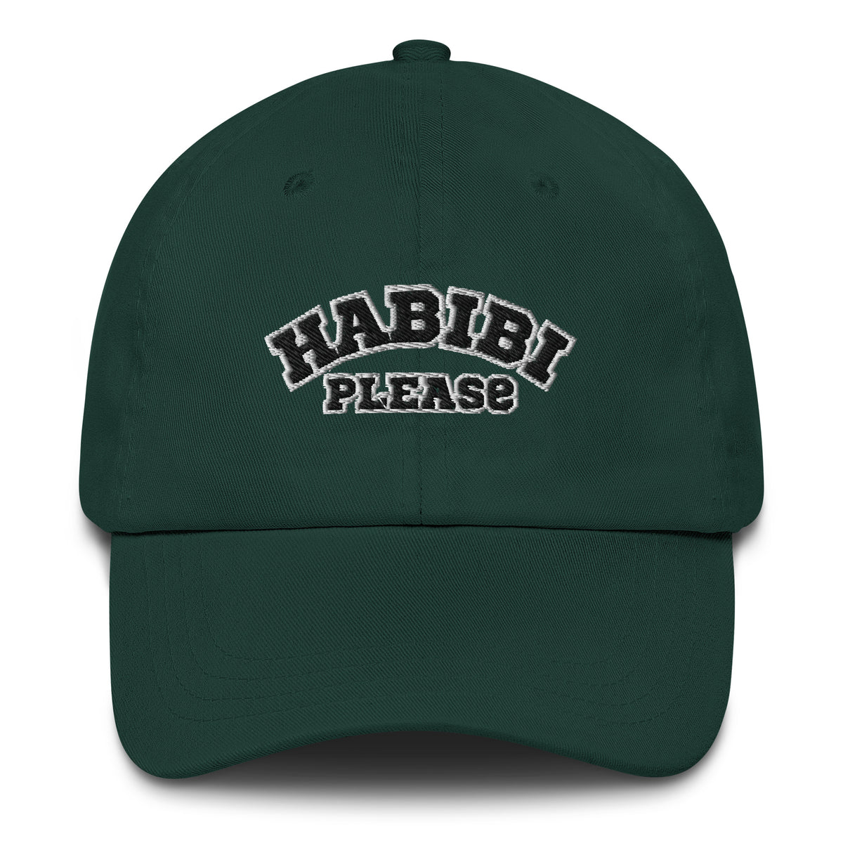 Habibi Please Varsity Dad Cap, spruce front