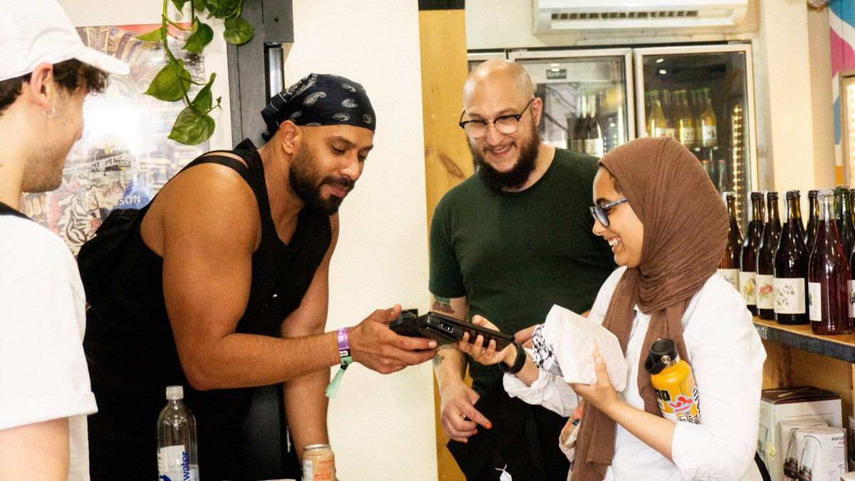 Friends meeting at a Habibi community pop-up
